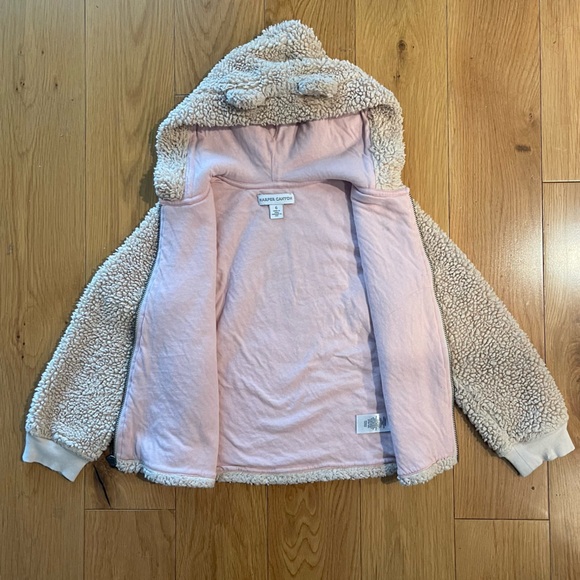 Nordstrom Harper Canyon Kids Bear Hoodie Sherpa Jacket tan w ears girls size 6 - Picture 2 of 4